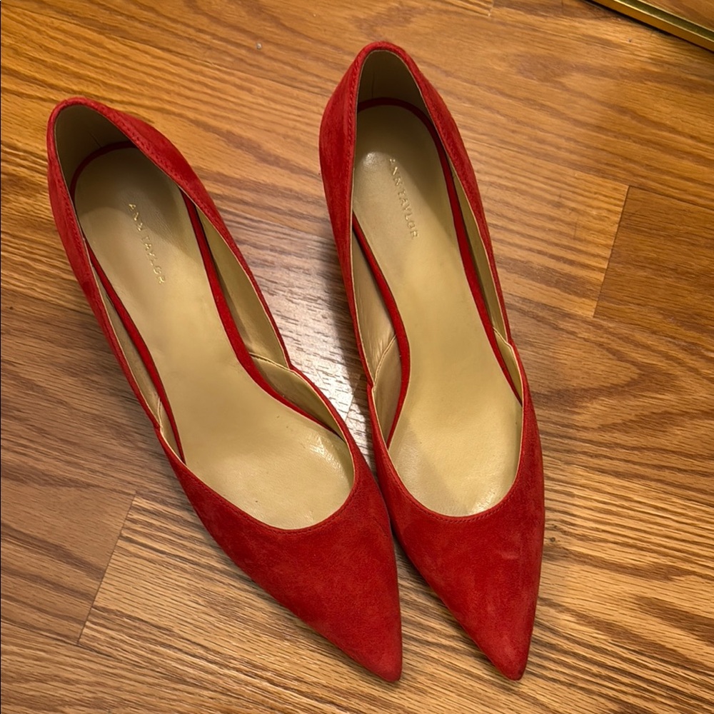 Ann Taylor Red Suede Heels